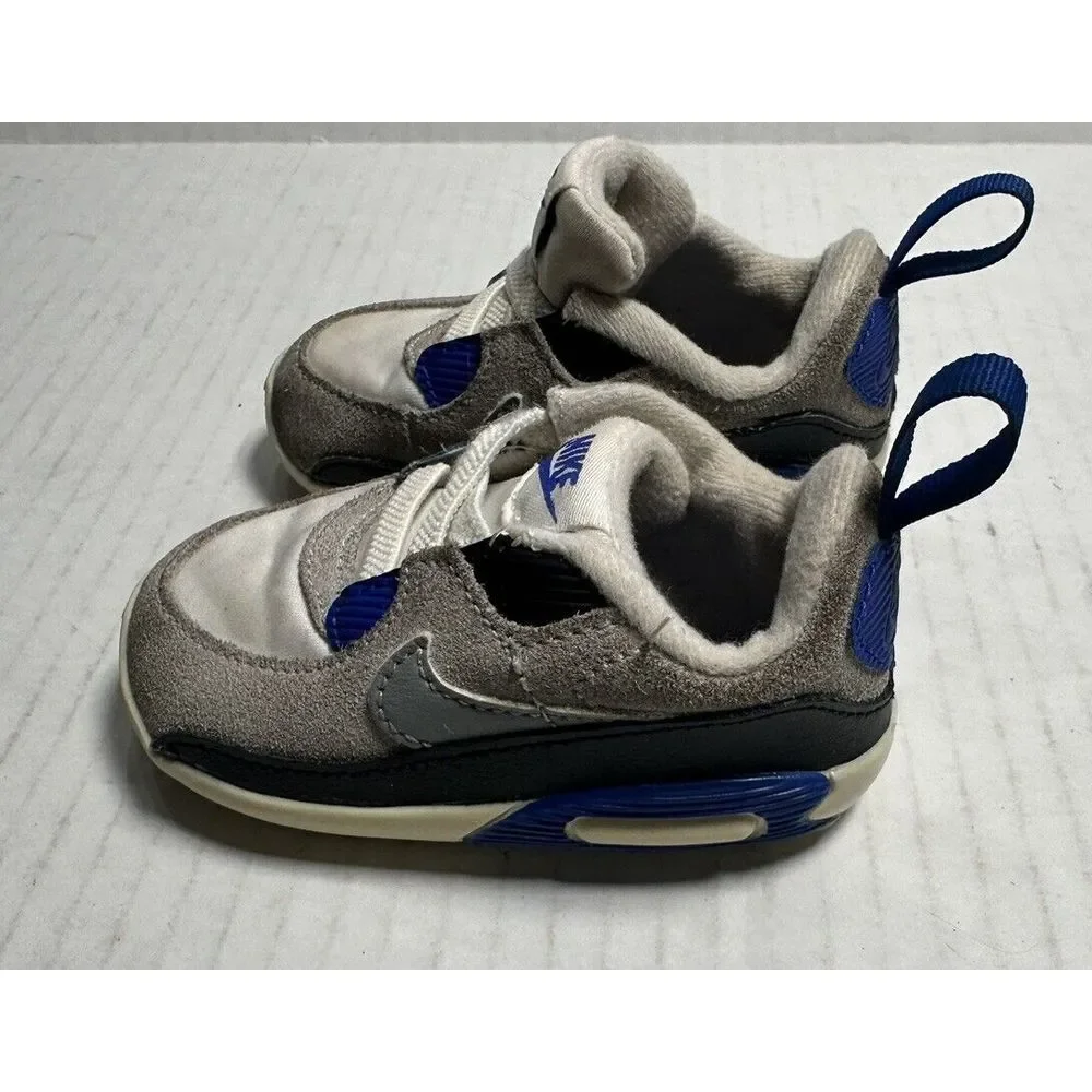Nike Max 90 Baby Unisex Shoes Size 4c Boy/Girl blue white‎ gray